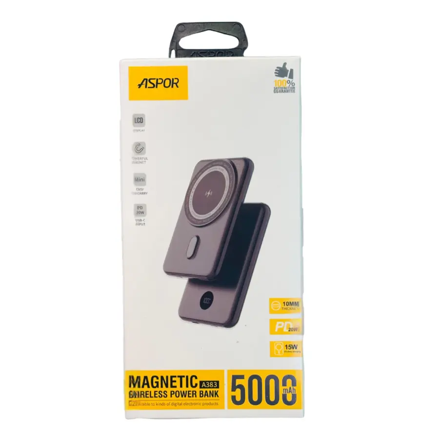 ASPOR A383 5000mAh Magnetic Wireless Power Bank - Shopo.lk Sri Lanka