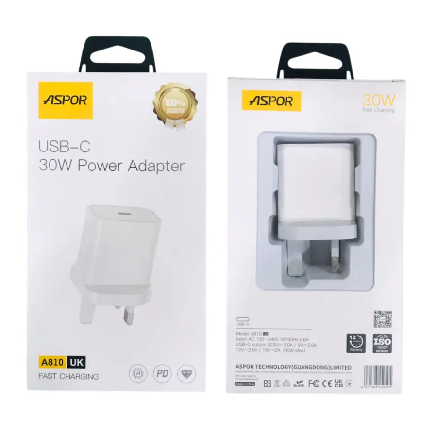 Aspor A810 USB-C Power Adapter 30w - photo 3 - Shopo.lk
