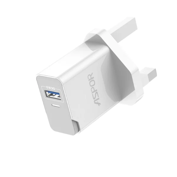 Aspor A827 3-Pin USB Charger with Type-C Cable - photo 3 - Shopo.lk