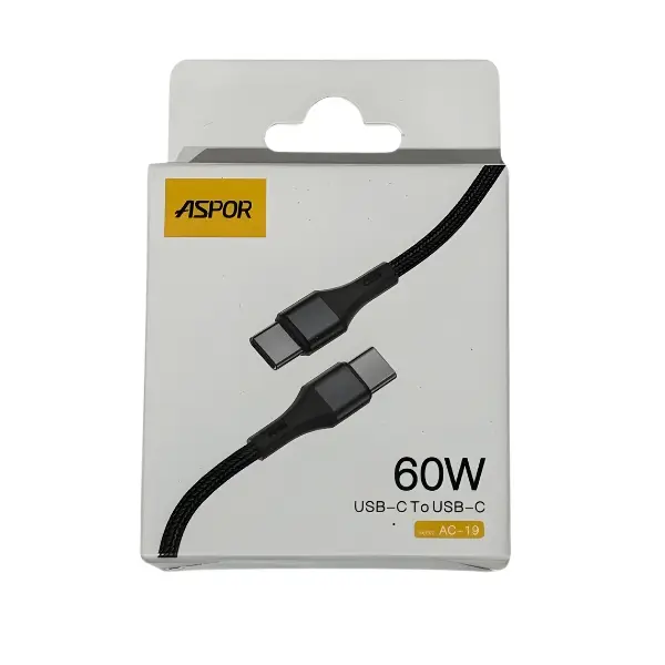 ASPOR AC-19 60W USB-C to USB-C Nylon Cable (1m) - photo 4 - Shopo.lk