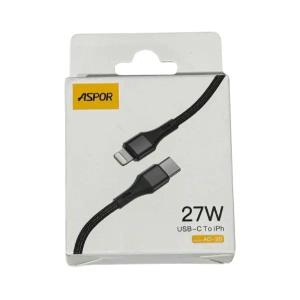 Aspor AC-20 27W USB-C to Lightning Nylon Braided Cable (1 m) - photo 2 - Shopo.lk