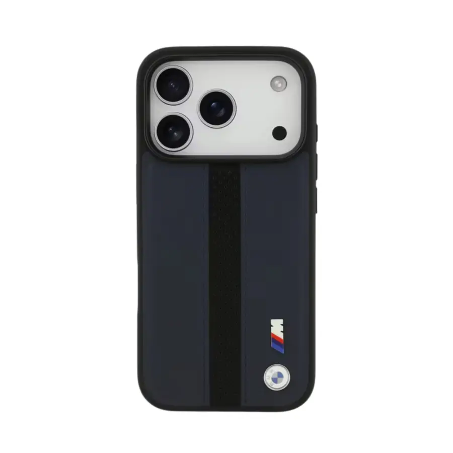 BMW Magsafe PU Perforated Stripes Leather Case for iPhone 17 Pro / 17 Pro Max - Navy/Black - photo 2 - Shopo.lk