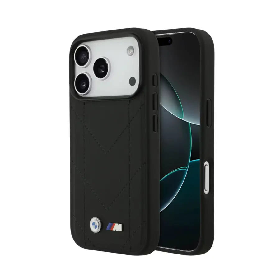 BMW Magsafe PU Quilted Leather Case for iPhone 17 Pro Max - Black / Blue / Grey - Shopo.lk Sri Lanka