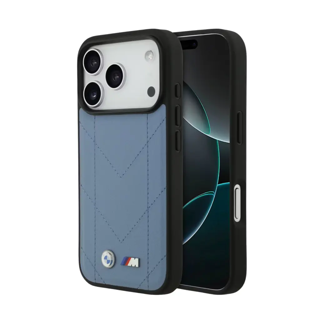 BMW Magsafe PU Quilted Leather Case for iPhone 17 Pro Max - Black / Blue / Grey - photo 2 - Shopo.lk