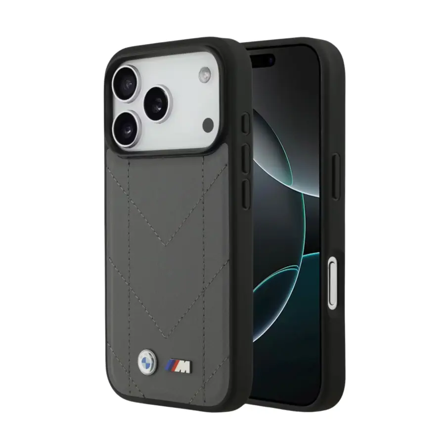 BMW Magsafe PU Quilted Leather Case for iPhone 17 Pro Max - Black / Blue / Grey