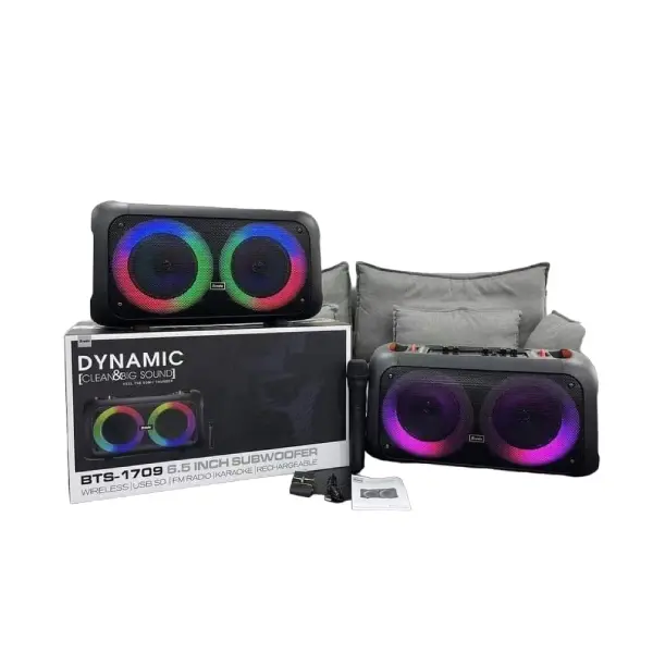 Brodu BTS-1709 Bass Portable Subwoofer Bluetooth Karaoke Speaker with Wireless MIC Big Sound/Dynamic - photo 2 - Shopo.lk