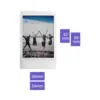 Instax Mini film print size 86 × 54 mm with 62 × 46 mm picture area