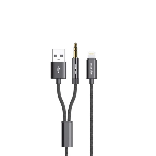Green Lion 2-in-1 AUX Braided Cable 1.2M - Shopo.lk Sri Lanka