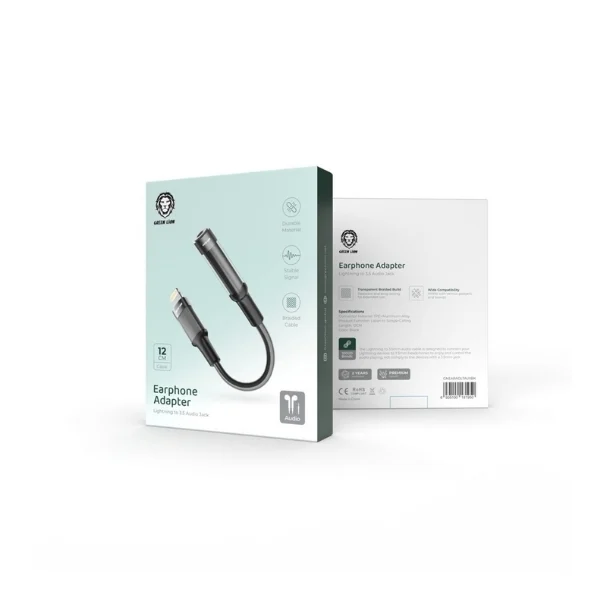 Green Lion Lightning to 3.5mm Audio Jack Earphone Adapter 12cm - photo 3 - Shopo.lk