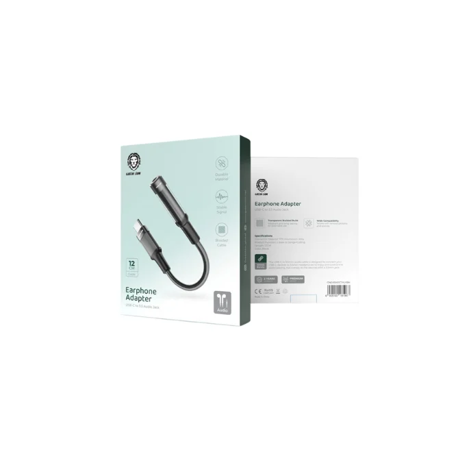 Green Lion Type-C to 3.5mm Earphone Adapter 12cm – Black – photo 2