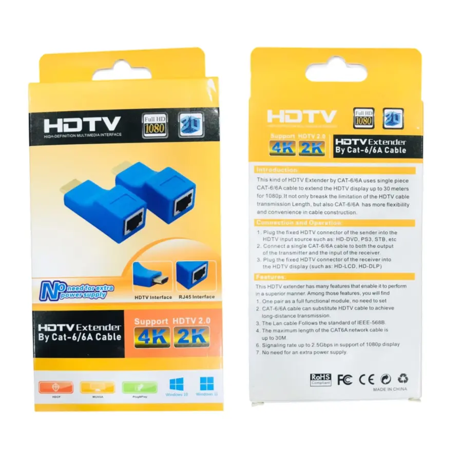 HDTV Extender By Cat-6/6A Lan To HDMI Adapter 2pcs - photo 3 - Shopo.lk