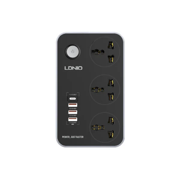 LDNIO SC3412 3 Power Socket + 20W USB-C PD + 3 USB QC3.0 Extension Power Cord - Shopo.lk Sri Lanka