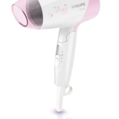 Philips EssentialCare HP8120/00 1200W foldable hair dryer in white and pink