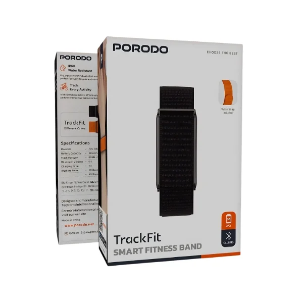 Porodo TrackFit Smart Fitness Band Nylon (Black + Orange) - photo 5 - Shopo.lk