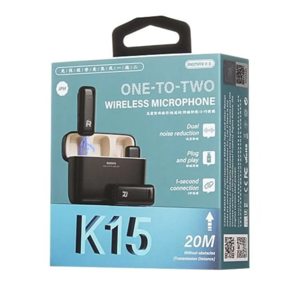 Remax K15 One-to-Two Type-C / lightning Wireless Microphone - photo 3 - Shopo.lk