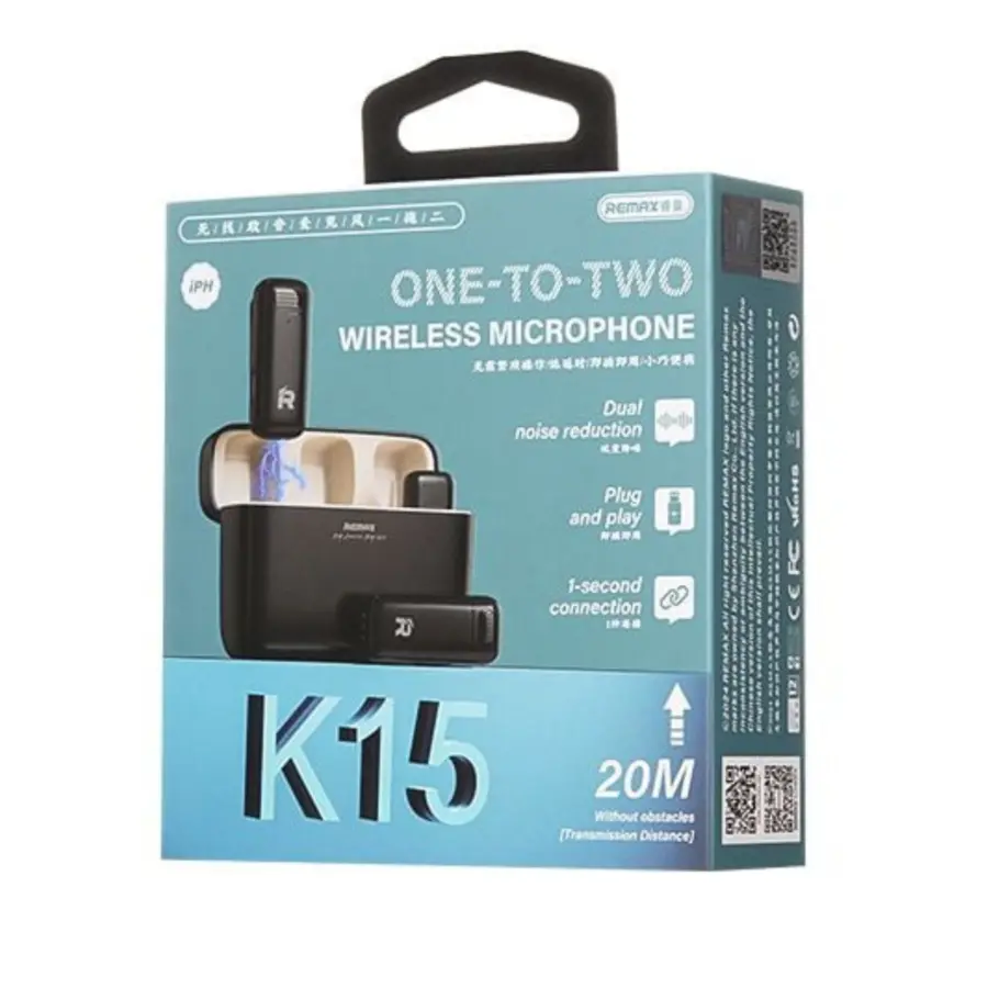 Remax K15 One-to-Two Type-C / lightning Wireless Microphone - photo 3 - Shopo.lk
