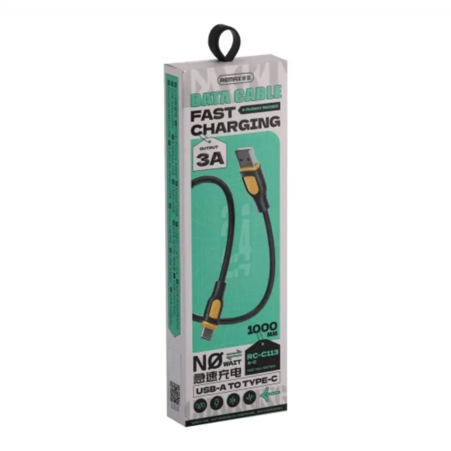 Remax RC-C113 3A Type-C Cable 1M - Black - photo 4 - Shopo.lk
