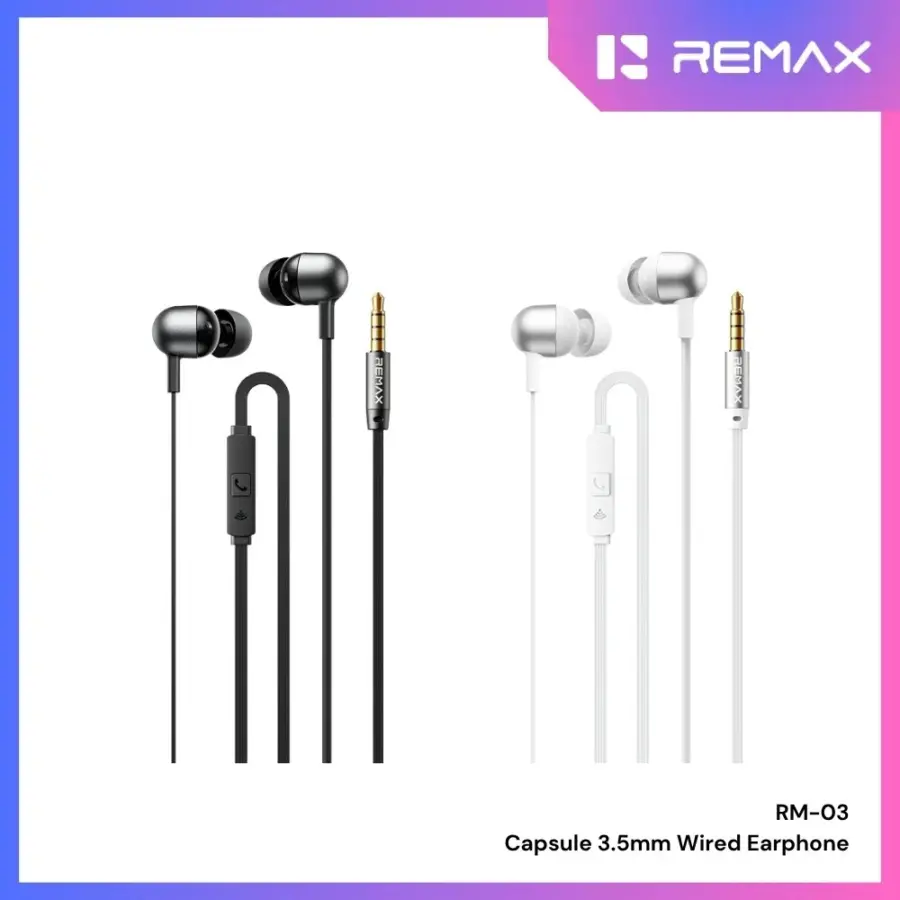 Remax RM-03 Capsule Series Music Call Wired Earphones 3.5MM - Shopo.lk Sri Lanka