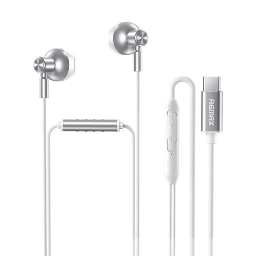 Remax RM-710A Type-C Digital Karaoke Metal Music Wired Earphone - Silver - Shopo.lk Sri Lanka