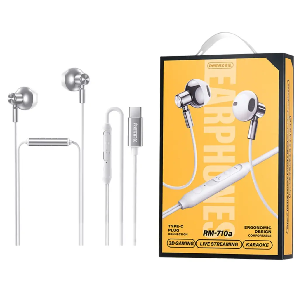 Remax RM-710A Type-C Digital Karaoke Metal Music Wired Earphone - Silver - photo 2 - Shopo.lk