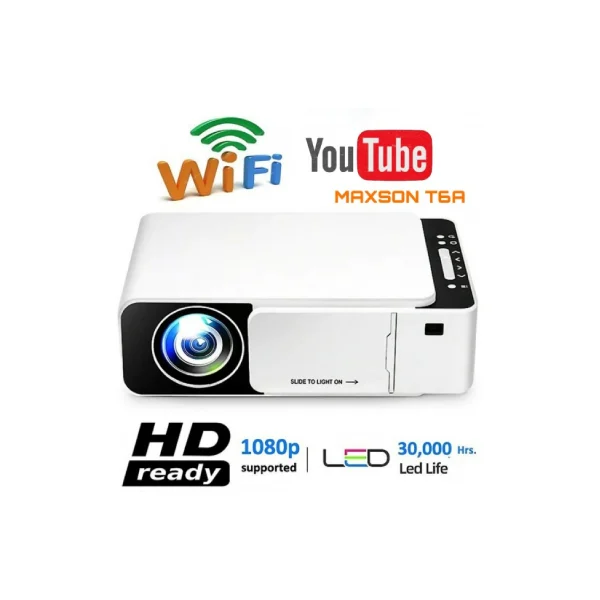 T6A Portable HD LED Projector (Android) Video Beamer 1280 x 720P - Shopo.lk Sri Lanka
