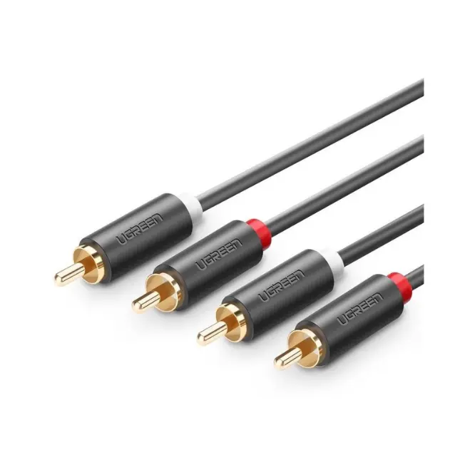 UGREEN 10520 2RCA Male To 2RCA Male Cable 5m - Black - Shopo.lk Sri Lanka