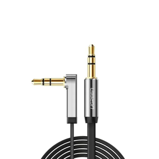 UGREEN 10598 3.5mm Male to 3.5mm Male Straight Angle Flat Cable 1M (Black) - Shopo.lk Sri Lanka
