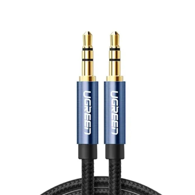 UGREEN 10687 3.5MM Male To 3.5MM Male Cable Gold Plated Metal Case With Braid 2M - Blue - Shopo.lk Sri Lanka