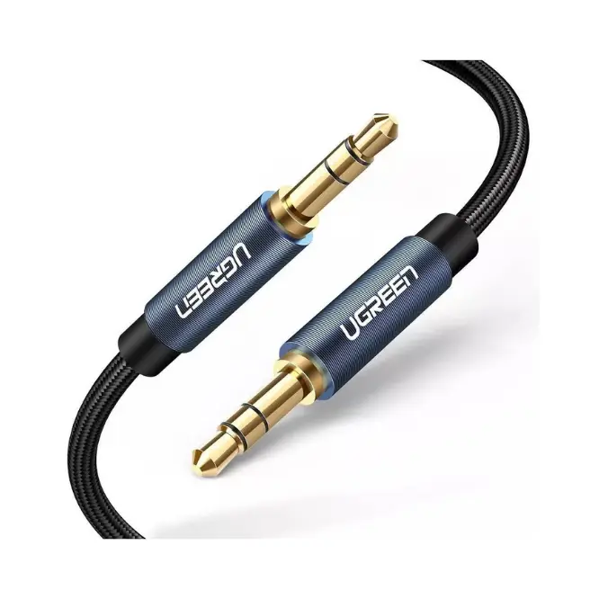 UGREEN 10687 3.5MM Male To 3.5MM Male Cable Gold Plated Metal Case With Braid 2M - Blue - Shopo.lk Sri Lanka