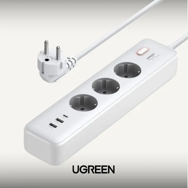 UGREEN 15461 30W 3 AC Power Strip witch Master Switch (2A1C) CD286 - Shopo.lk Sri Lanka