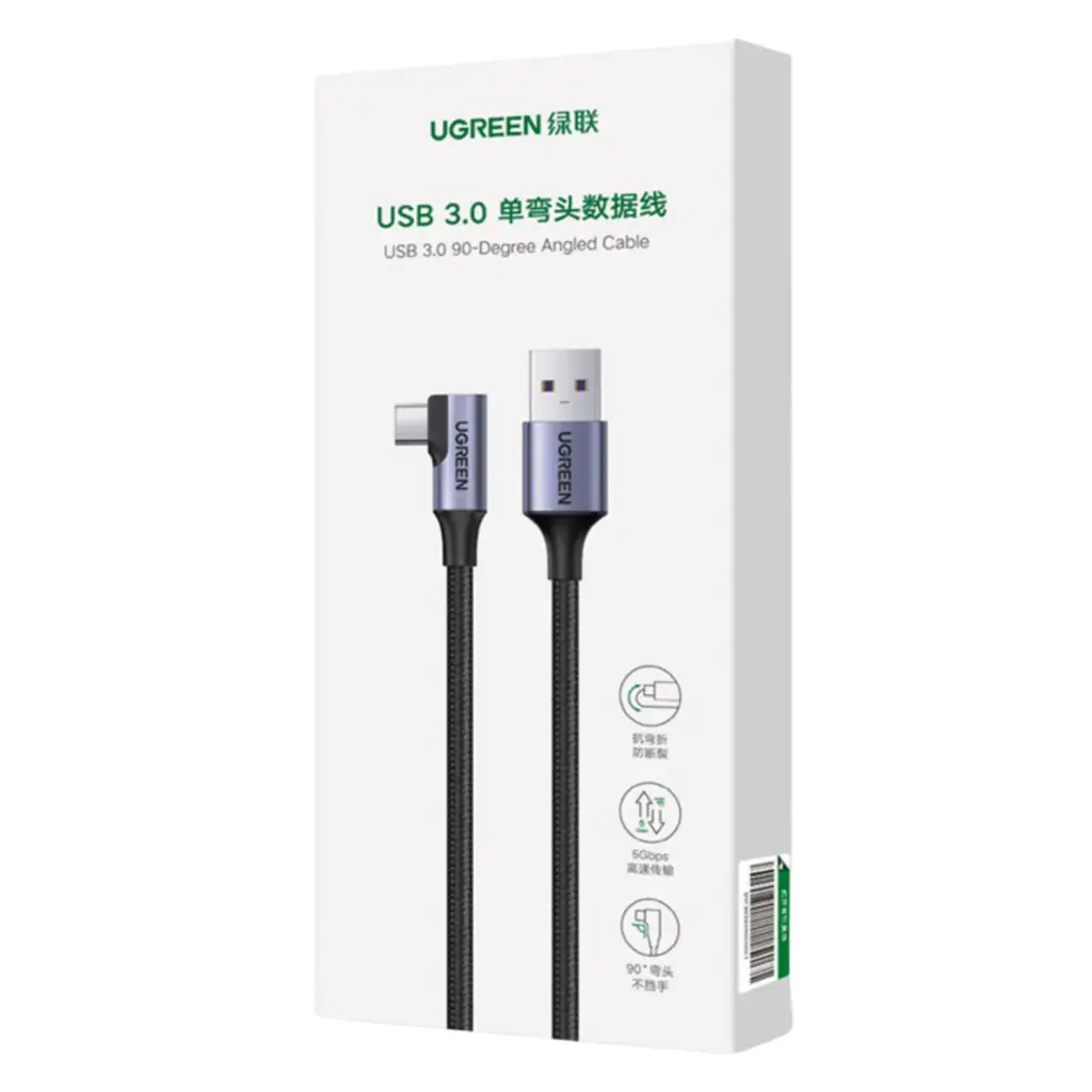 UGREEN 20299 USB-A to USB-C 90° Fast Charging Cable 1M - Shopo.lk Sri Lanka