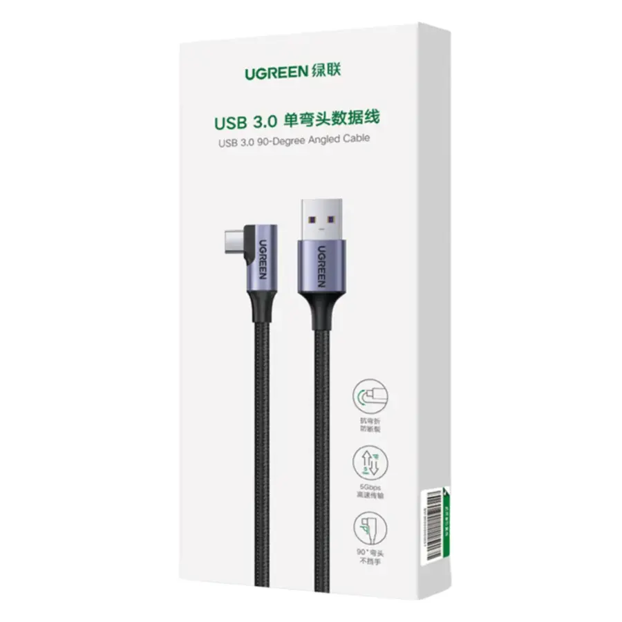 UGREEN 20299 USB-A to USB-C 90° Fast Charging Cable 1M - Shopo.lk Sri Lanka