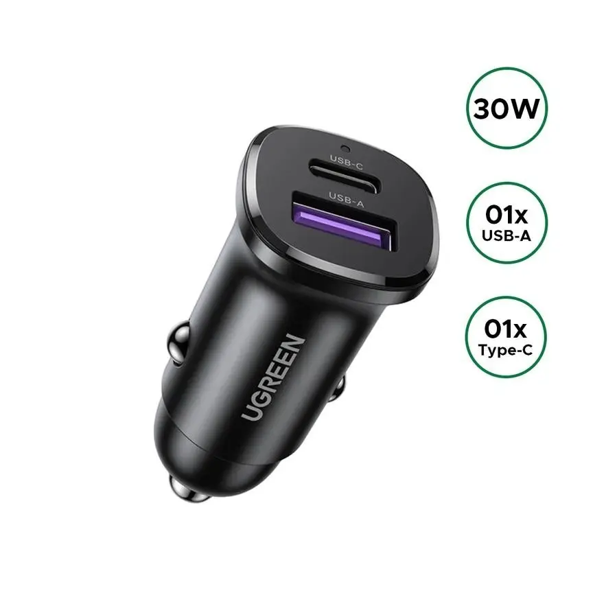 UGREEN 25845 30W 2 Port Fast Car - Shopo.lk Sri Lanka