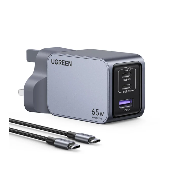 Ugreen 25872 Nexode Pro X755 65W PD GaN Fast Charger (2C1A) with 100W USB-C to USB-C Cable - Shopo.lk Sri Lanka