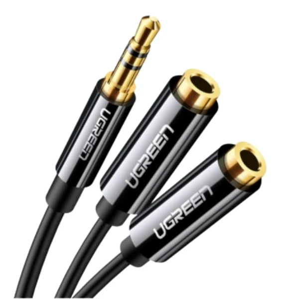 UGREEN 30620 3.5 mm Male to 2-Female Audio Splitter Cable (Black) - Shopo.lk Sri Lanka