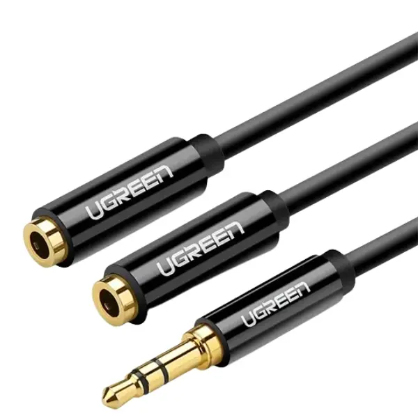 UGREEN 30620 3.5 mm Male to 2-Female Audio Splitter Cable (Black) - Shopo.lk Sri Lanka