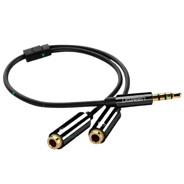 UGREEN 30620 3.5 mm Male to 2-Female Audio Splitter Cable (Black) - Shopo.lk Sri Lanka