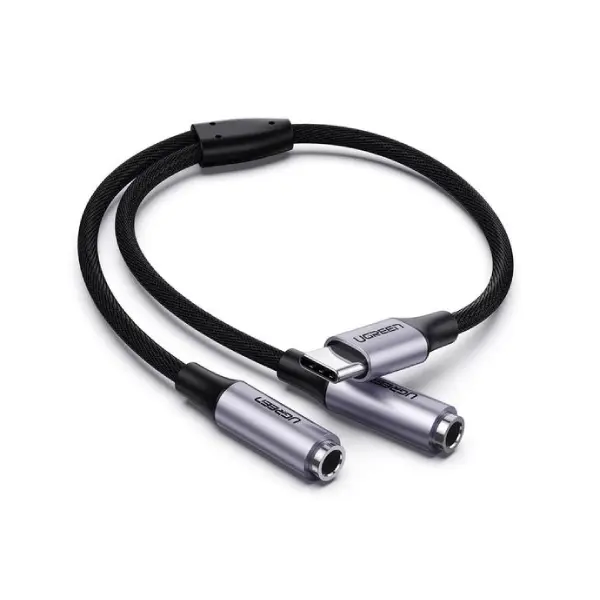 UGREEN 30732 USB-C Male to 2*3.5mm Female Auxiliary Stereo Y Splitter Audio Cable 25cm - Shopo.lk Sri Lanka