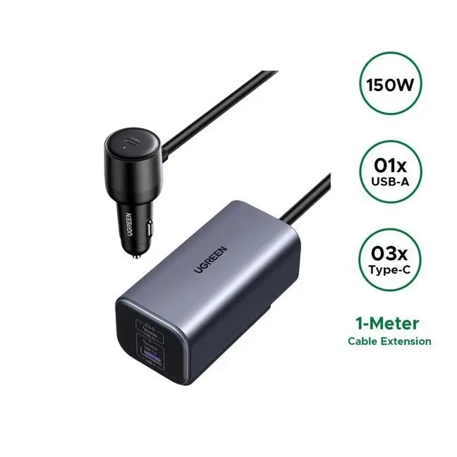UGREEN 35571 150W 4 Port GAN Fast Car - Shopo.lk Sri Lanka