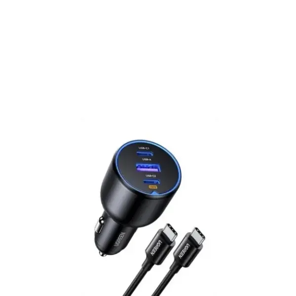 UGREEN 55511 EC705 130W 3-Port Fast Car Charger with 100W Cable - Shopo.lk Sri Lanka