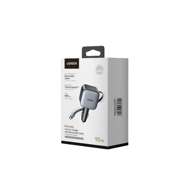 UGREEN 55909B Nexode 90W Retractable Car Charger - Shopo.lk Sri Lanka