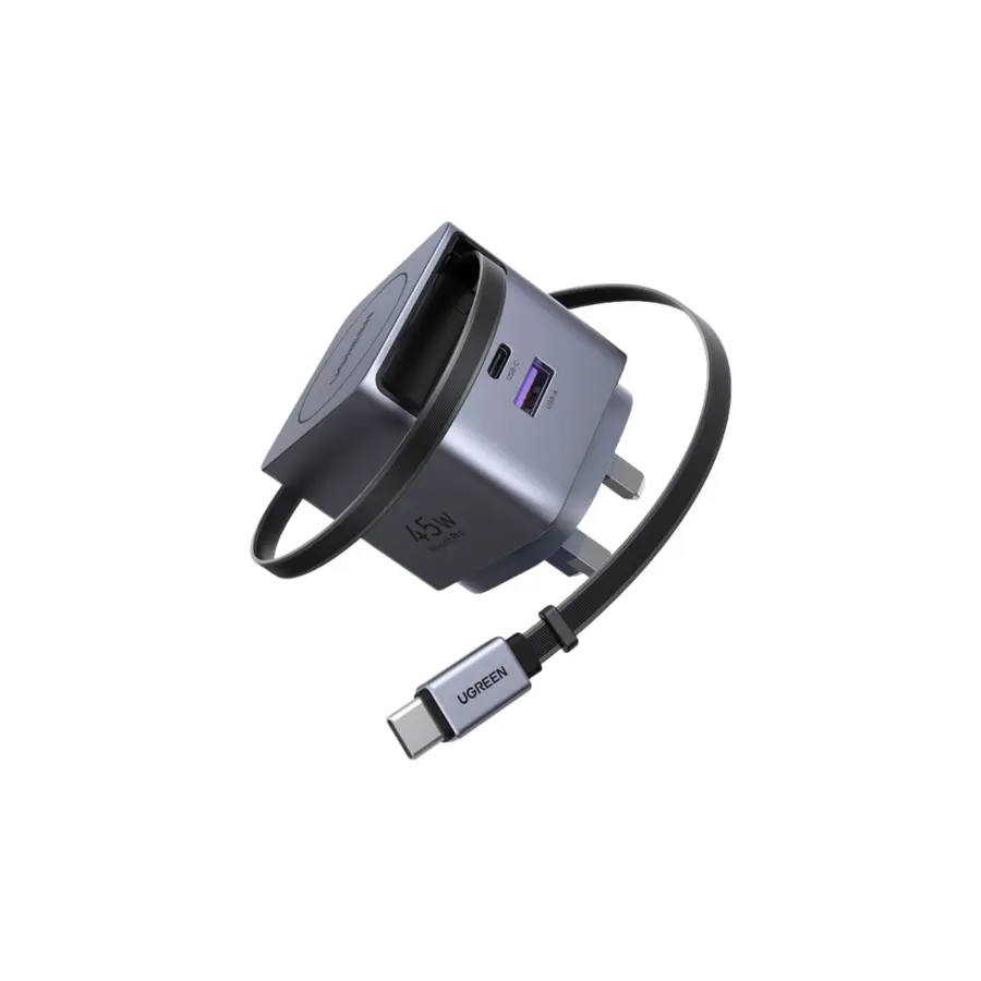 UGREEN 65823 45W GaN Fast Charger with Retractable Cable - Shopo.lk Sri Lanka