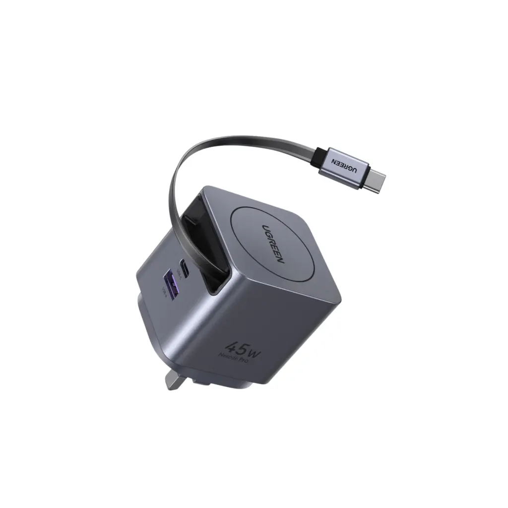 UGREEN 65823 45W GaN Fast Charger with Retractable Cable - Shopo.lk Sri Lanka