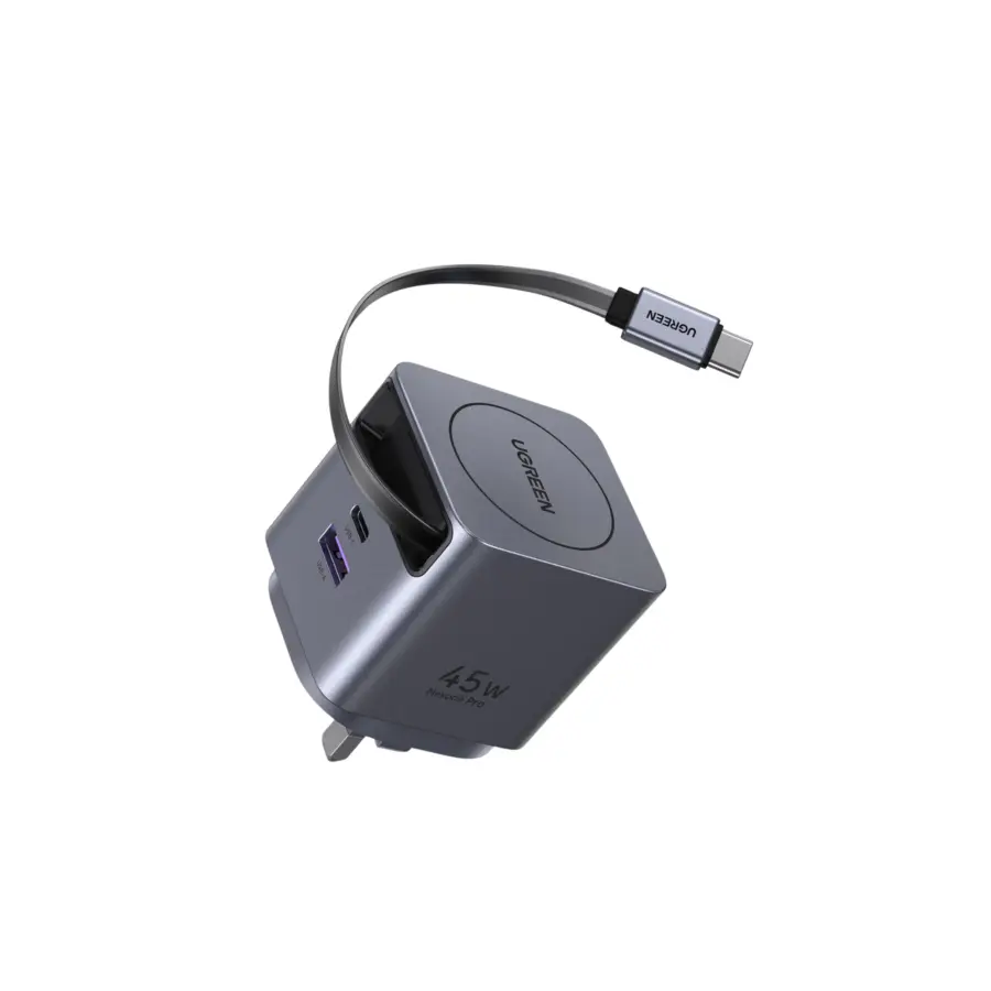 UGREEN 65823 45W GaN Fast Charger with Retractable Cable - Shopo.lk Sri Lanka