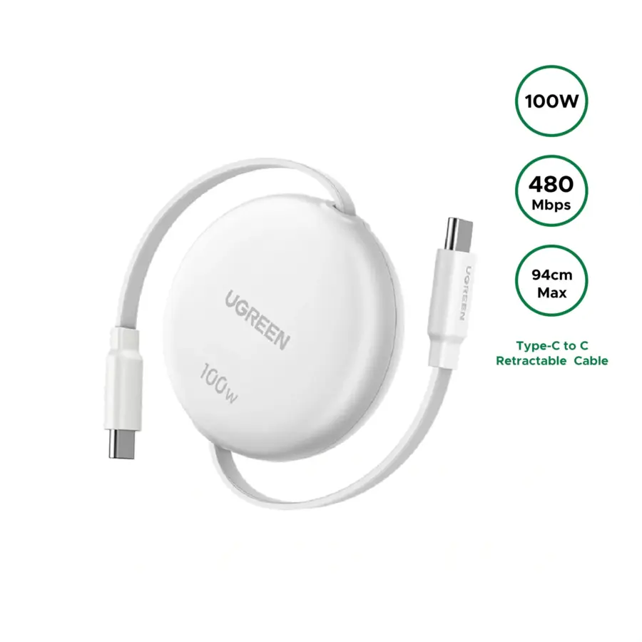 UGREEN 65905 USB-C to USB-C PD Fast Changing Retractable Cable 100W Max 1M L531 - Shopo.lk Sri Lanka
