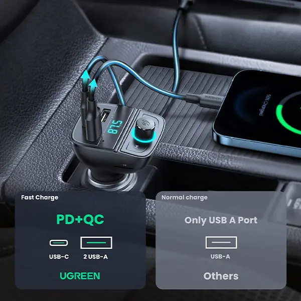 UGREEN CD229 80910 Bluetooth FM Transmitter Car Charger - Shopo.lk Sri Lanka