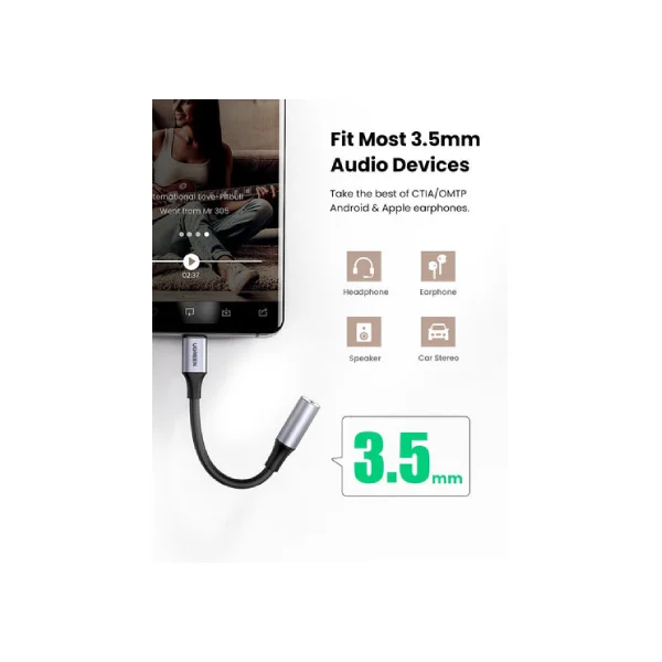 UGREEN USB C to 3.5mm Jack Headphone Adapter (50596) - Shopo.lk Sri Lanka