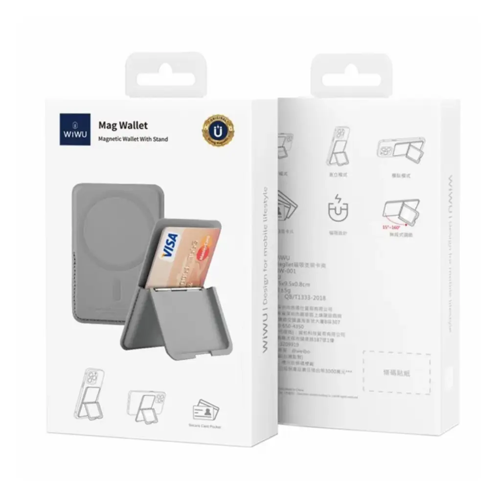 Wiwu Mag Wallet MW-001 PU Leather Phone Back Card Kickstand Magnetic Card Holder - photo 4 - Shopo.lk