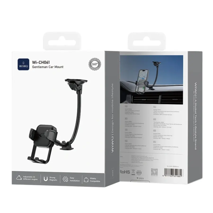 WiWU Wi-CH061 Gentleman Car Mount - Black - photo 5 - Shopo.lk
