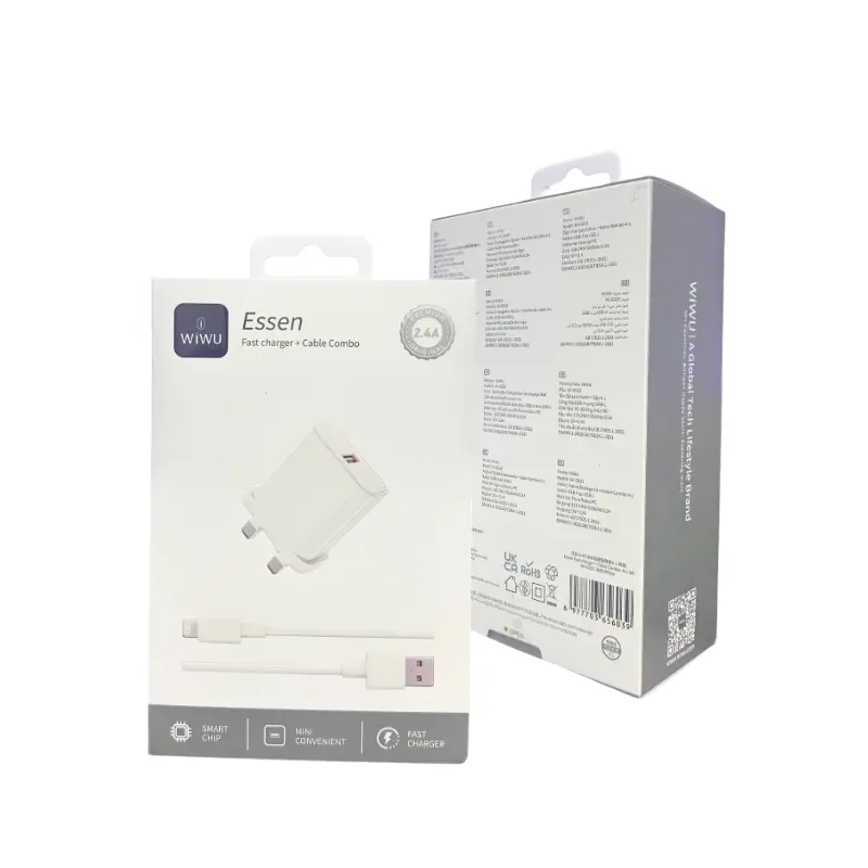 WIWU WI-G023 Essen Fast Charger + Lightning Cable Combo (UK Plug) - photo 3 - Shopo.lk